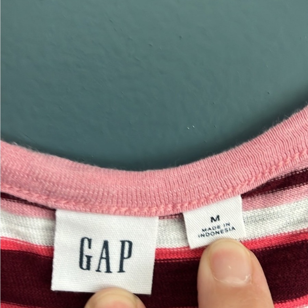 GAP maroon pink and white striped dress women’s size‎ M - Picture 2 of 3
